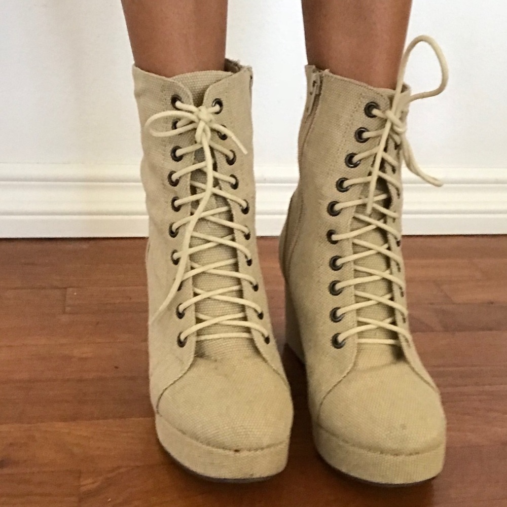 Jeffrey Campbell lace up wedge boots